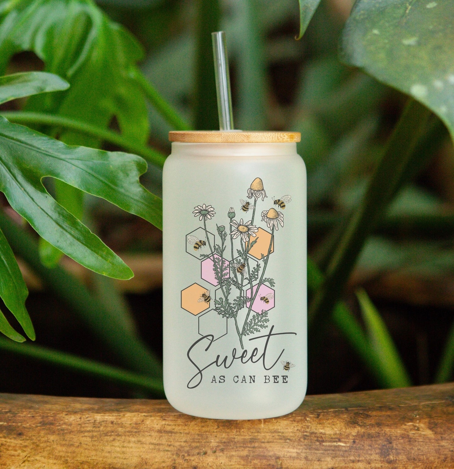 Sweet As Can Bee - Frosted Can Glass Cup
