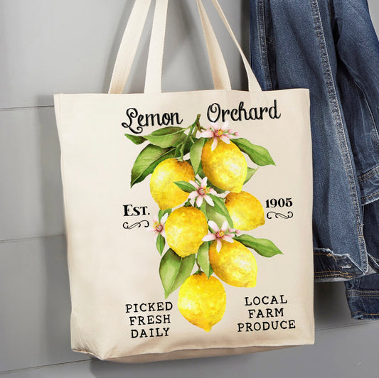 Country Lemon Orchard Canvas Tote Bag