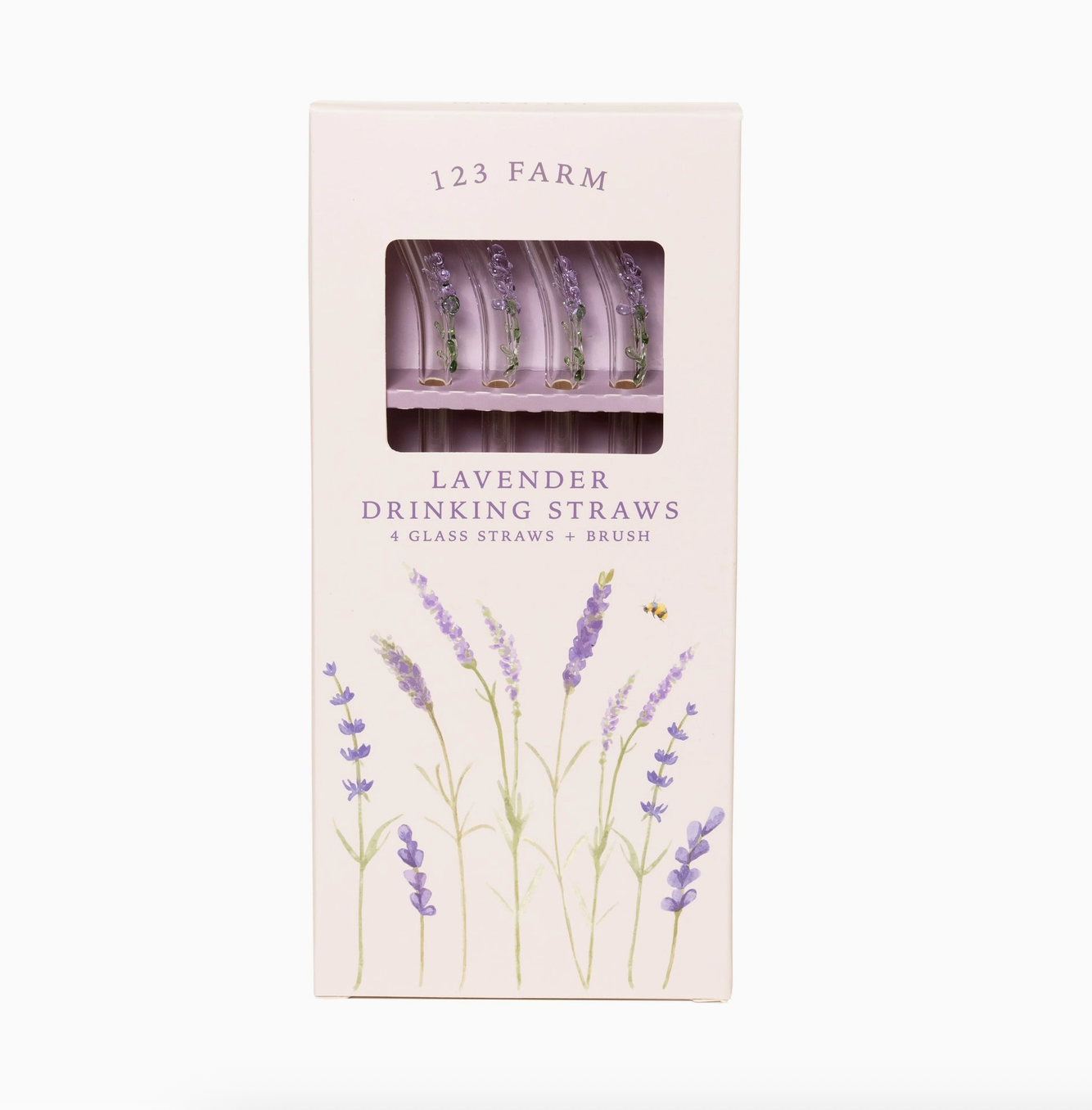 Lavender Drinking Straws – Glass with Lavender Sprigs 4-Pack