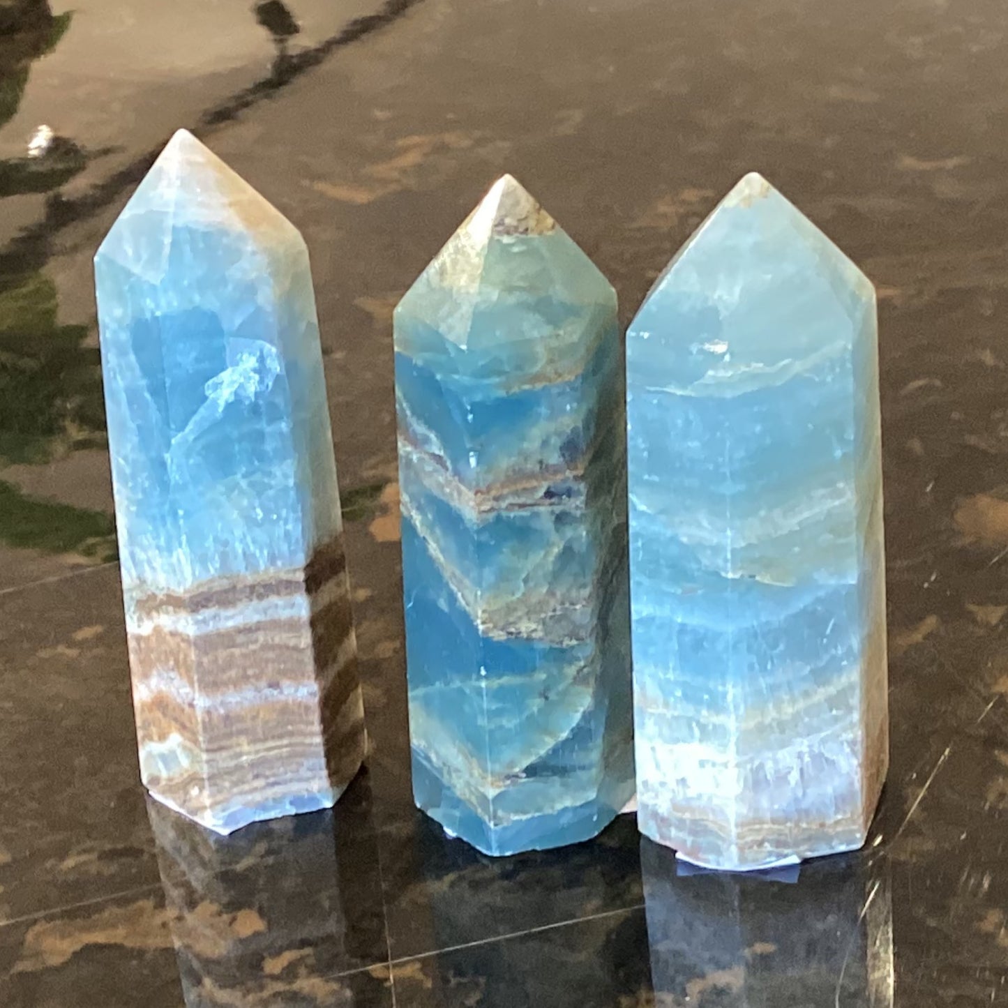 Green Blue Onyx Crystal Point Tower