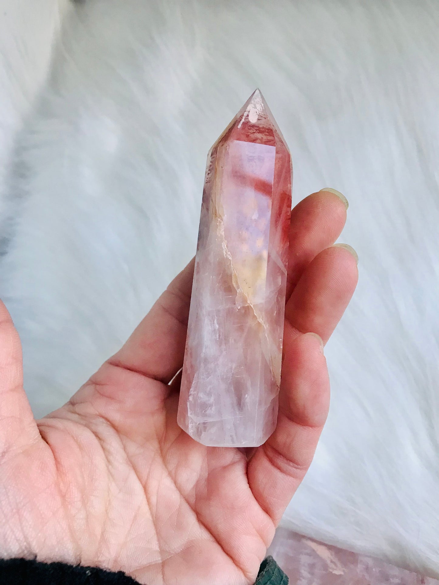 Pink Hematoid Crystal Tower