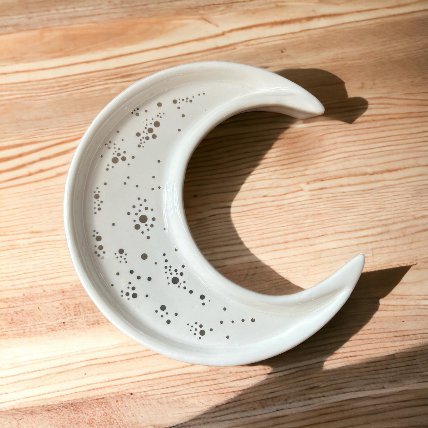 Ceramic Speckle Moon Dish Tray