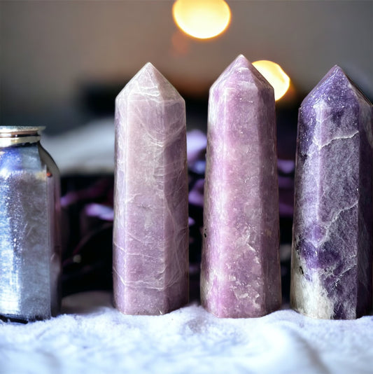 Aura Lepidolite Crystal Tower