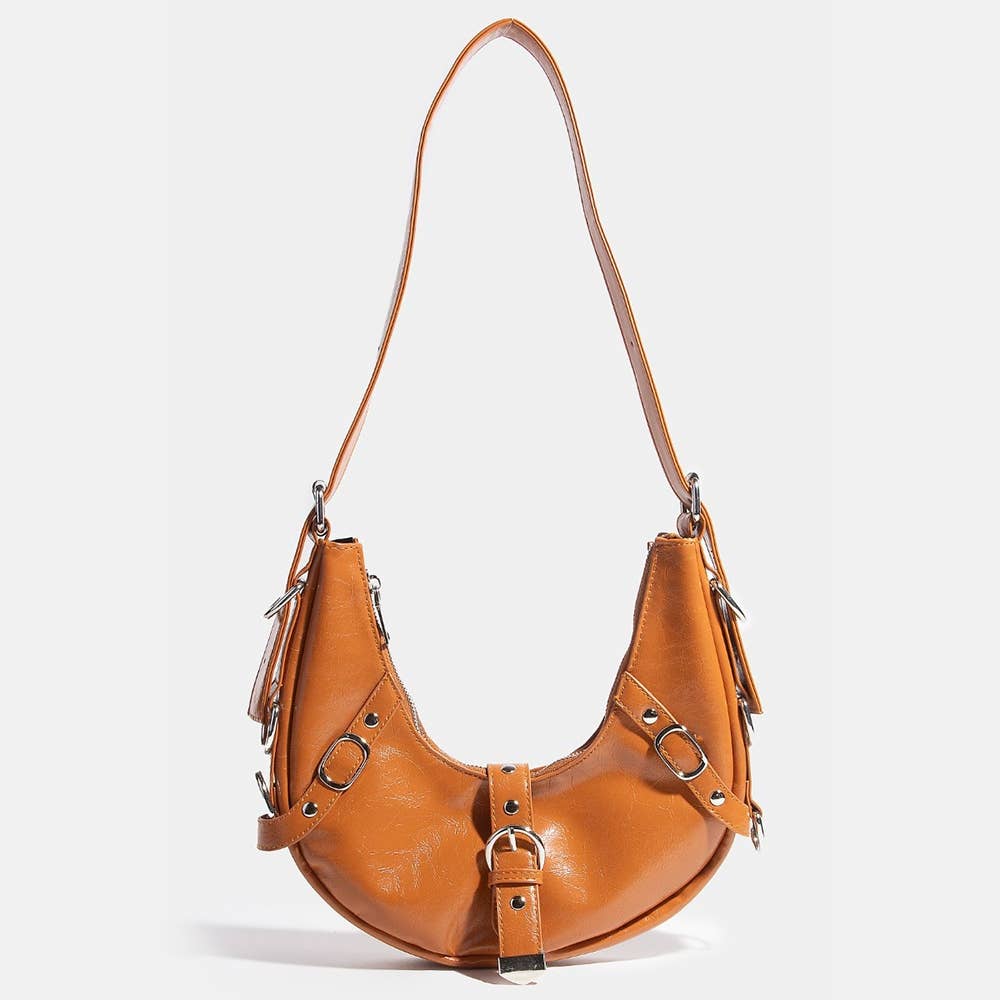 Multi Belt Strap Accent Shoulder Bag