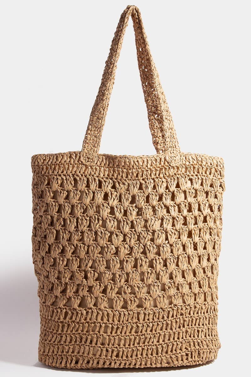 Long Braided Straw Tote Bag