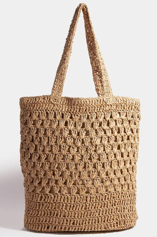 Long Braided Straw Tote Bag