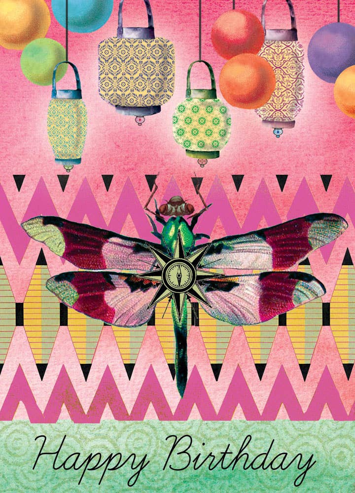 Dragonfly Lanterns Greeting Post Card