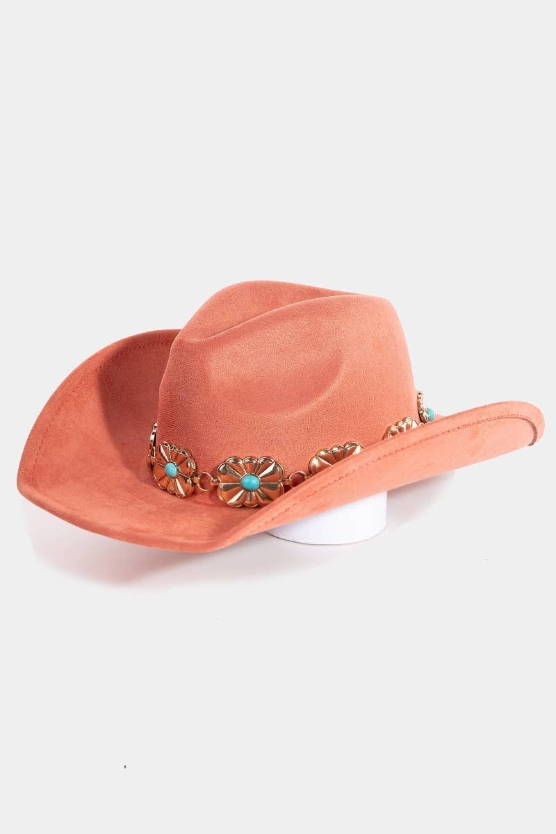 Turquoise Stud Chain Cowboy Hat