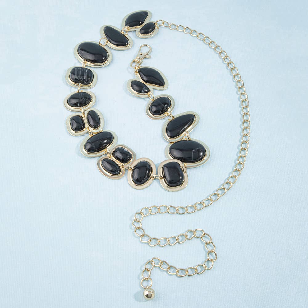 Multi Stone Cabochon Link Chain Belt