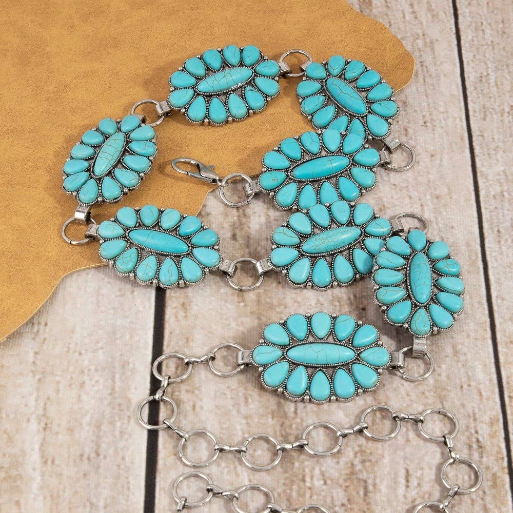 Western Assorted Color Concho Chain Belt