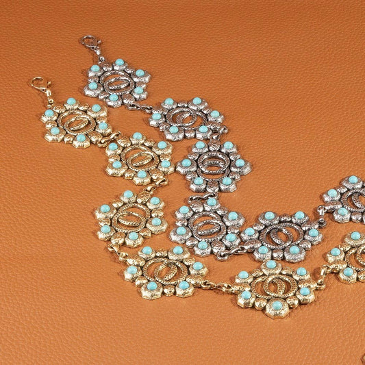 Turquoise Floral Concho Chain Belt