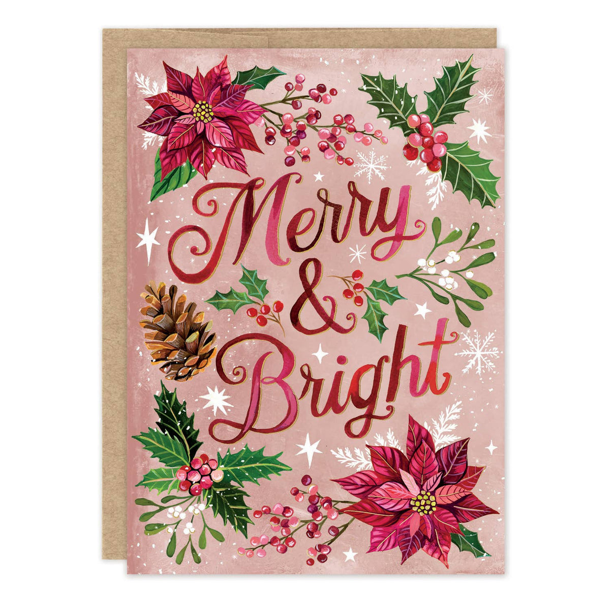 Poinsettia Merry & Bright Holiday Card