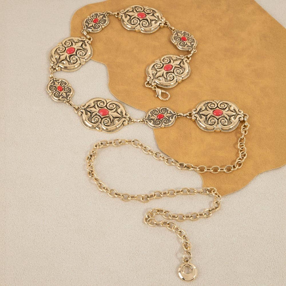 Ornate Western Concho Chain Belt