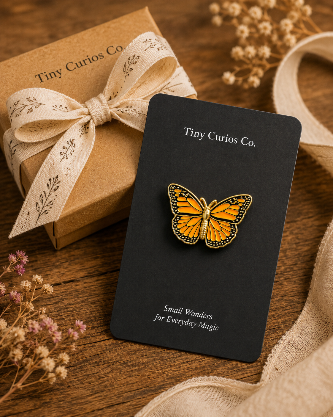 Monarch Butterfly Pin Badge - Tiny Curios