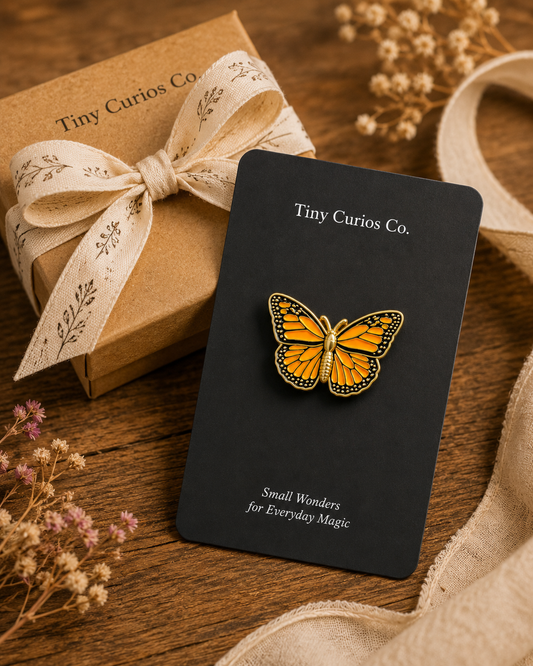 Monarch Butterfly Pin Badge - Tiny Curios