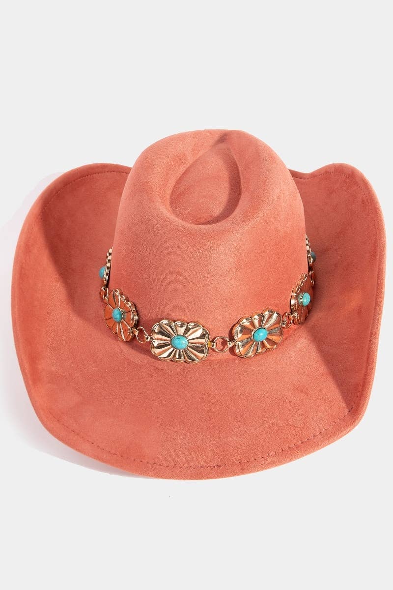 Turquoise Stud Chain Cowboy Hat