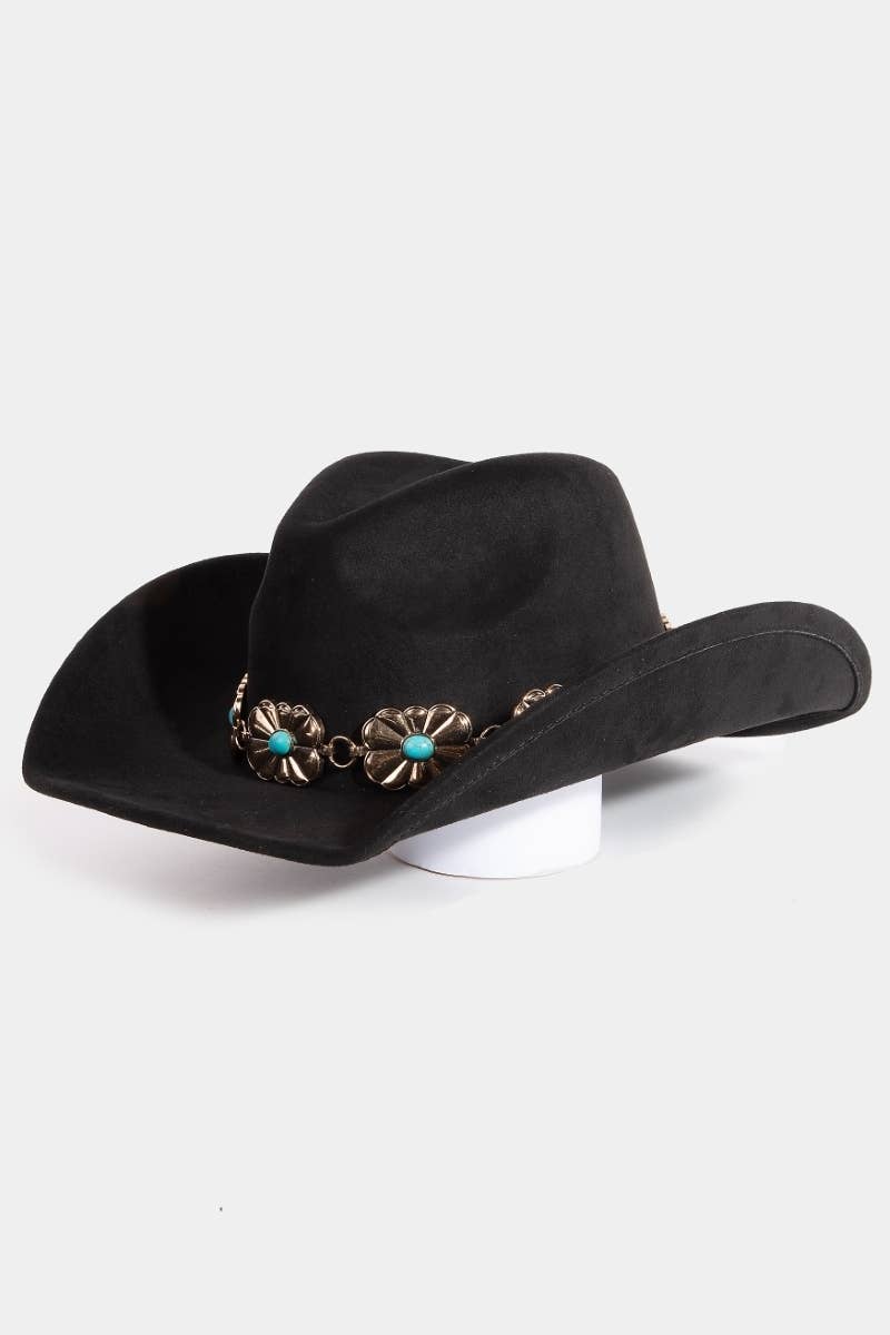 Turquoise Stud Chain Cowboy Hat
