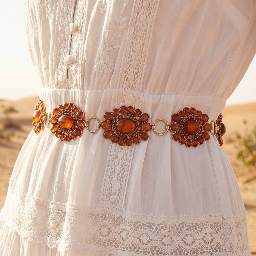 Western Concho Gem Chain Belt