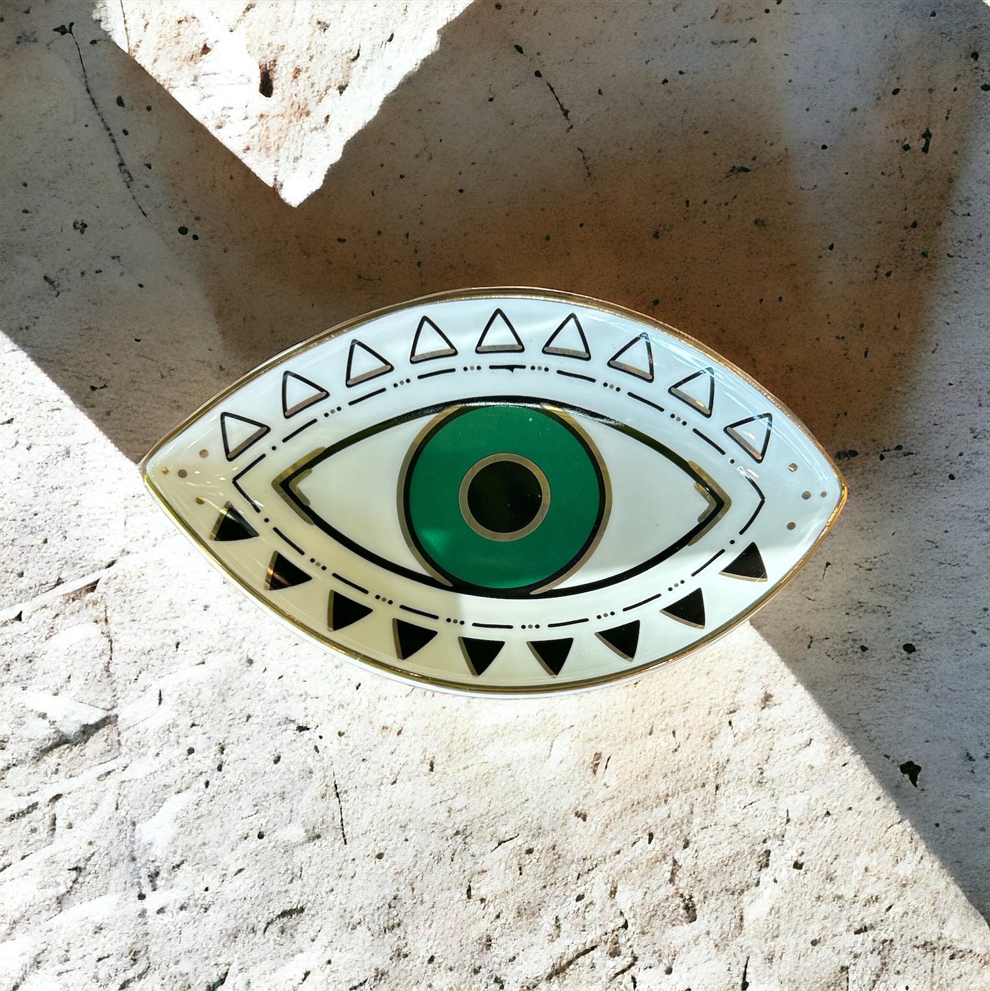 Green Ceramic Evil Eye Dish