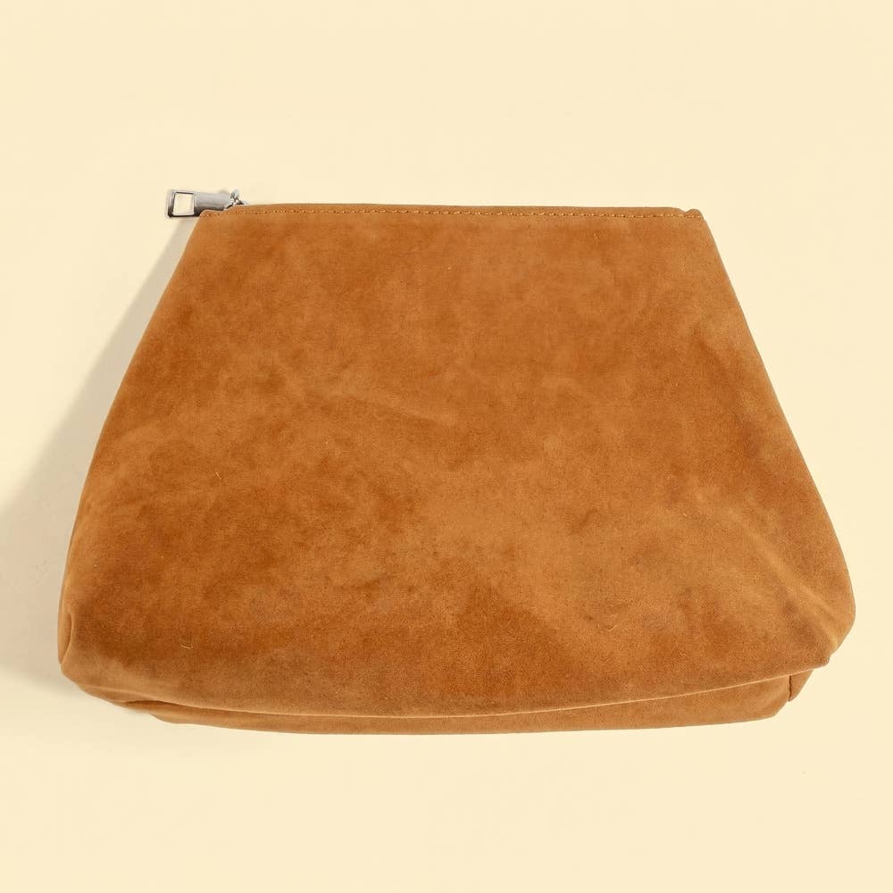 Suede Fringe Hobo Bag With Inner Zip Pouch