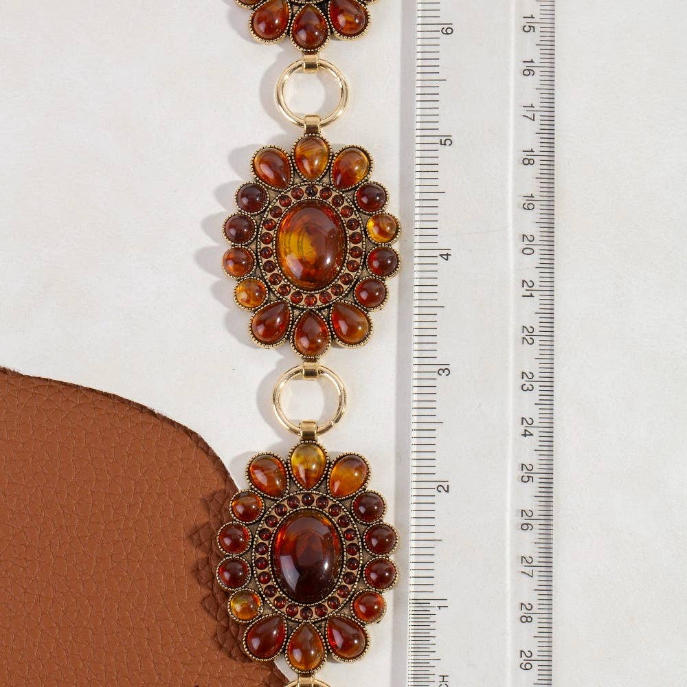 Western Concho Gem Chain Belt