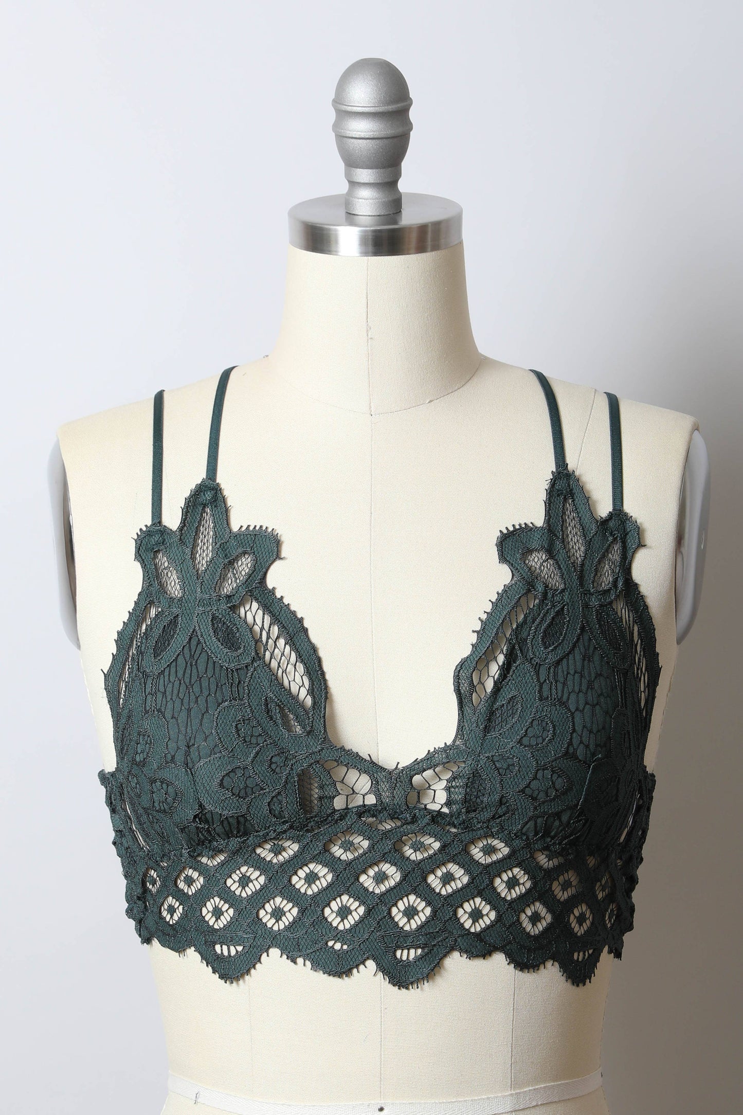 Lace Longline Bralette Padded Comfort & Floral Crochet Trim