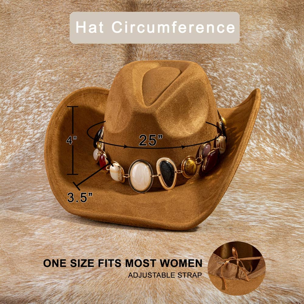 Stone Concho Band Vegan Suede Cowboy Hat
