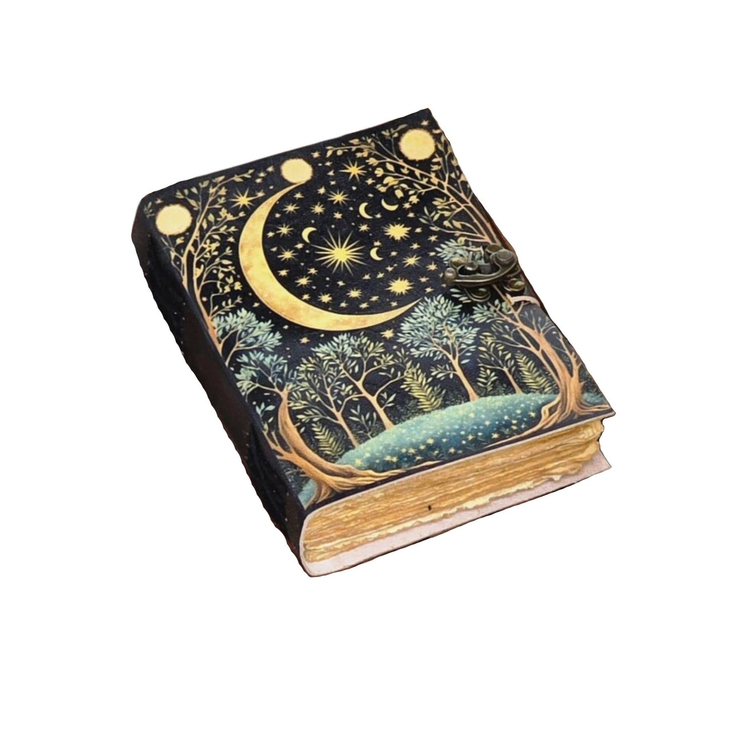 Handmade Leather Journal - Moon Forest
