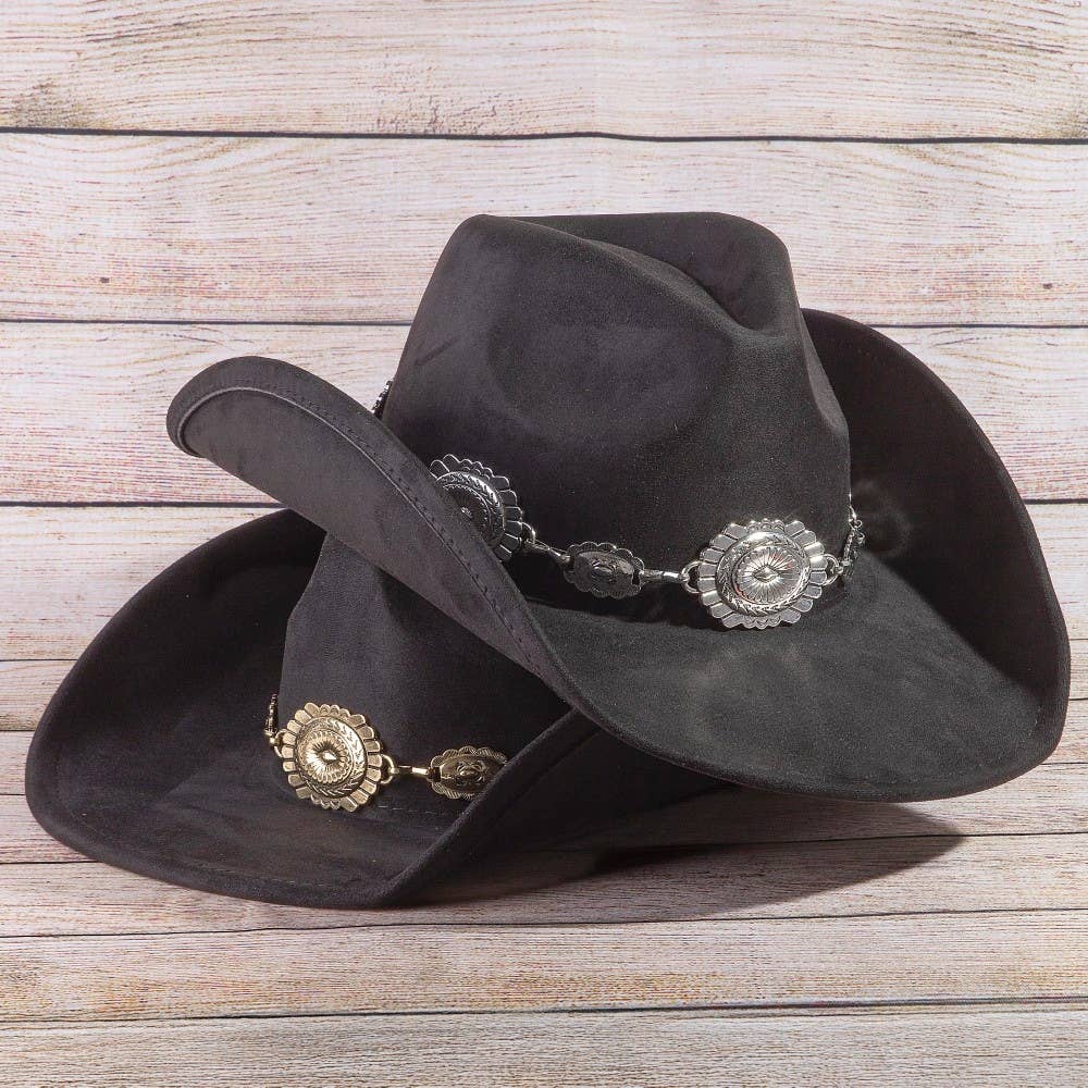 Western Concho Cowboy Hat - Gray Black
