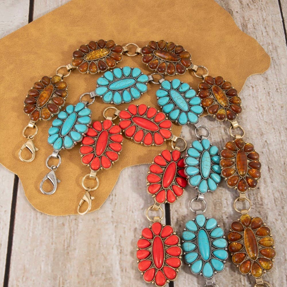 Western Assorted Color Concho Chain Belt