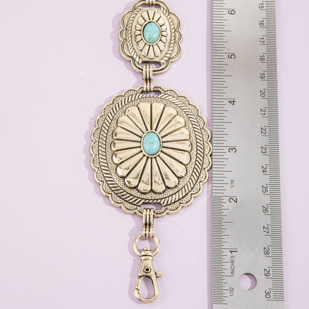 Sunburst Concho Chain Belt With Turquoise Stones