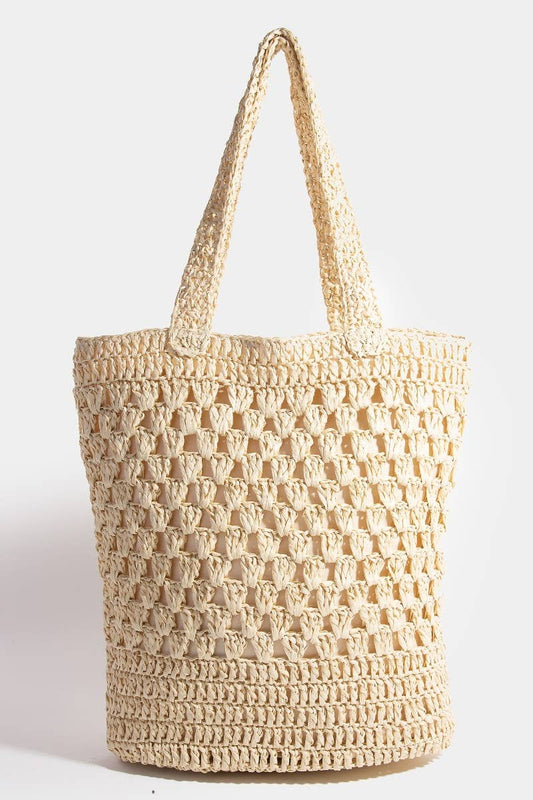 Long Braided Straw Tote Bag