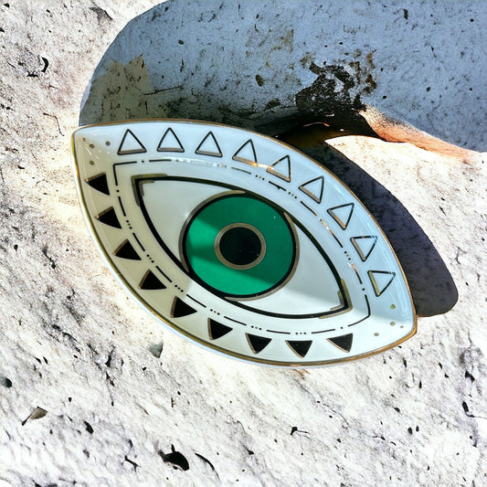 Green Ceramic Evil Eye Dish