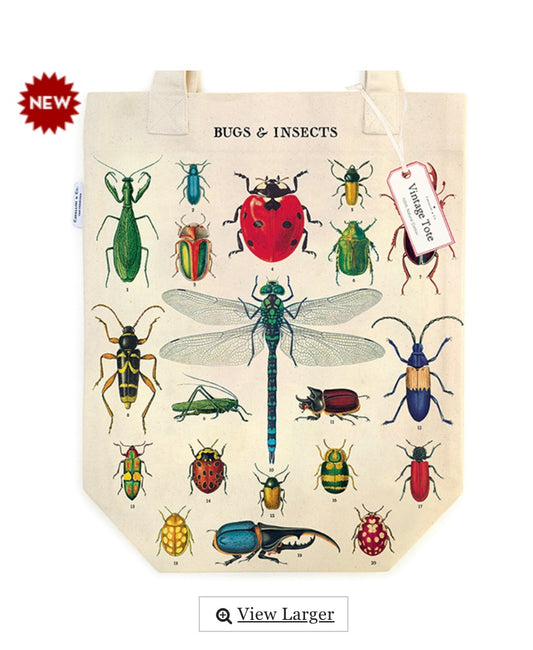 Cavallini - Bugs & Insects Canvas Tote Bag