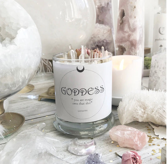 Lunastry Goddess Crystal Candle