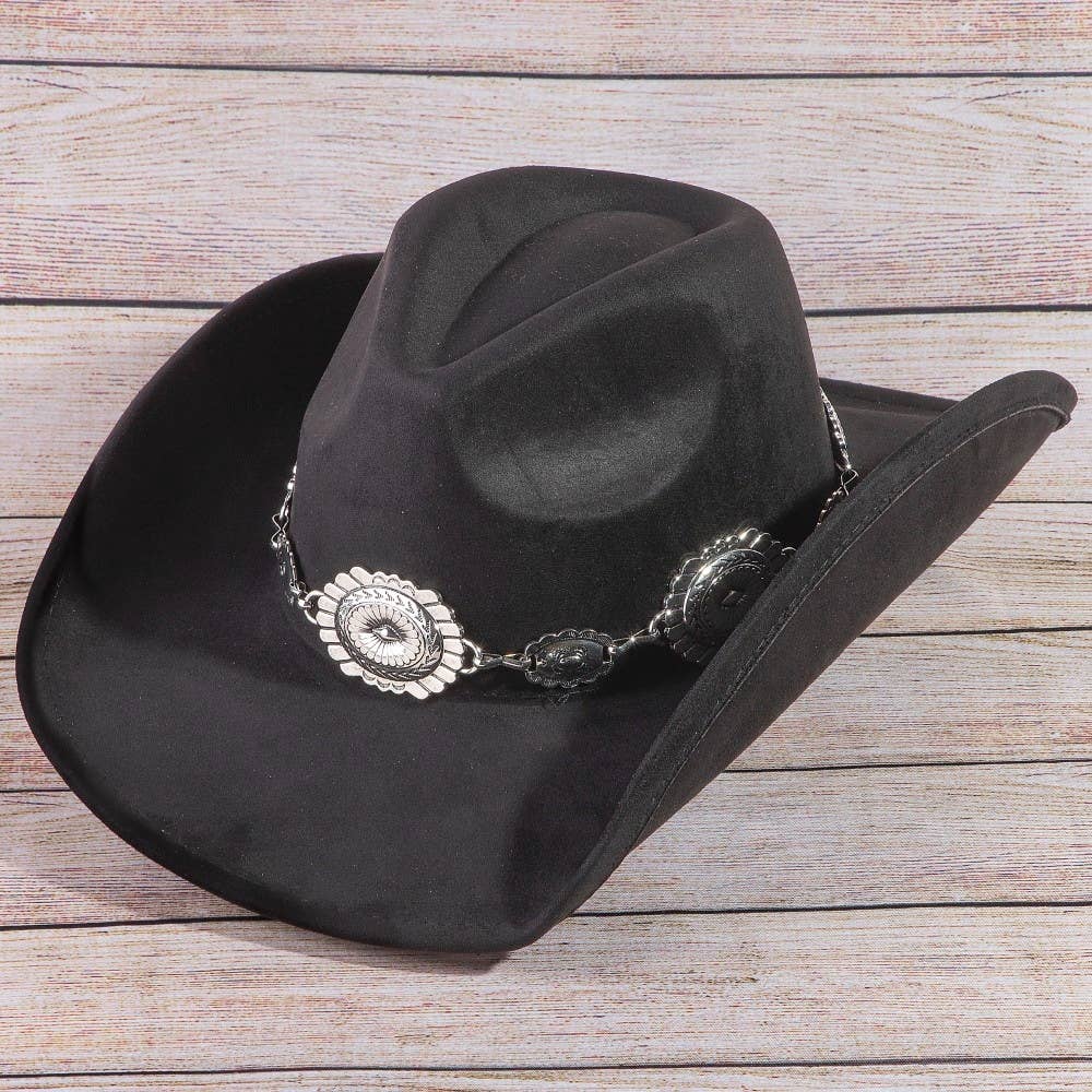 Western Concho Cowboy Hat - Gray Black