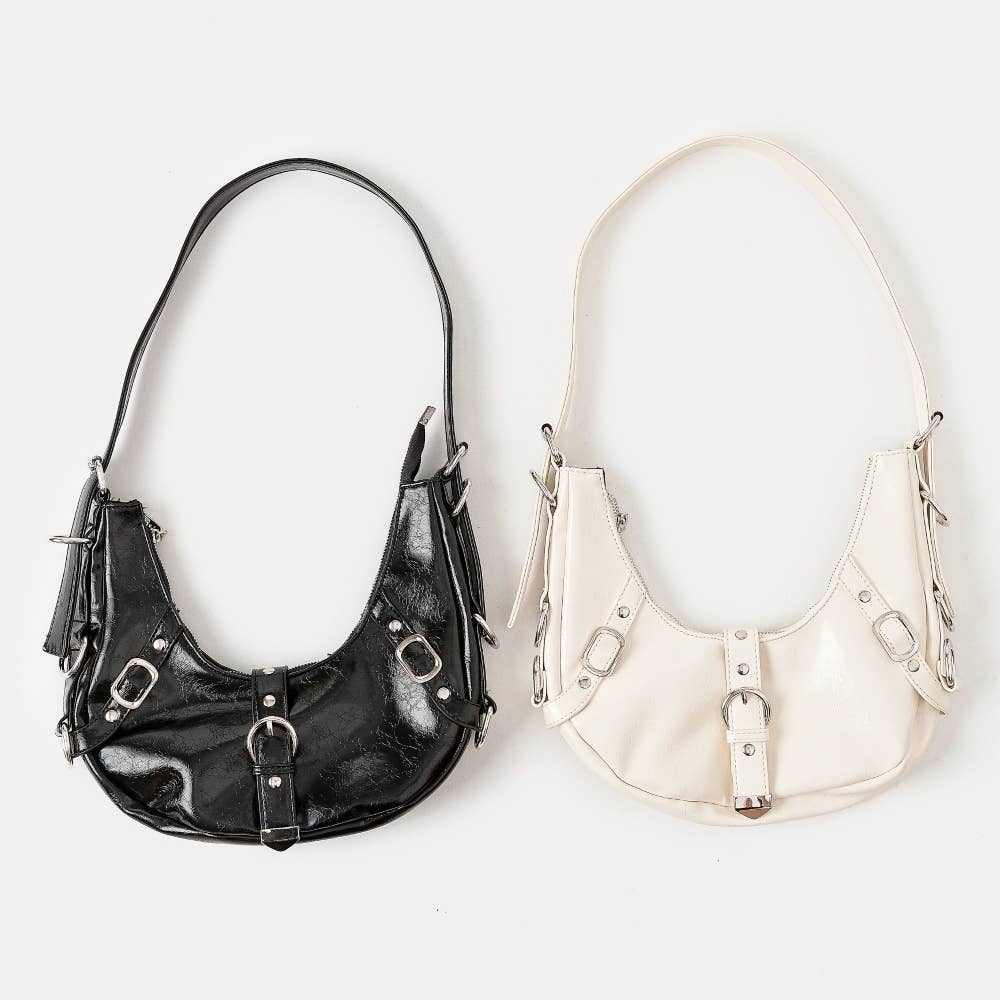 Multi Belt Strap Accent Shoulder Bag