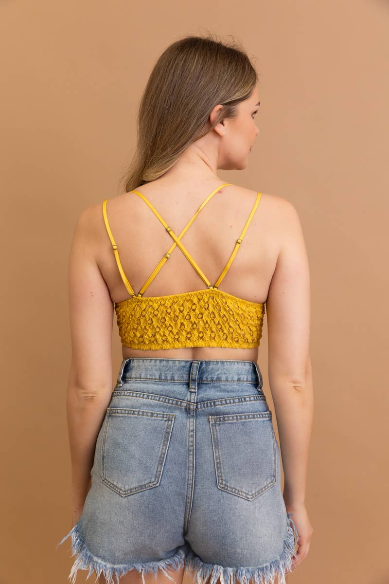 Lace Longline Bralette Padded Comfort & Floral Crochet Trim