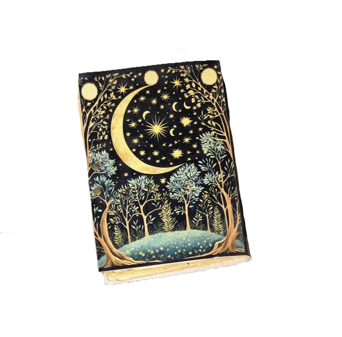 Handmade Leather Journal - Moon Forest