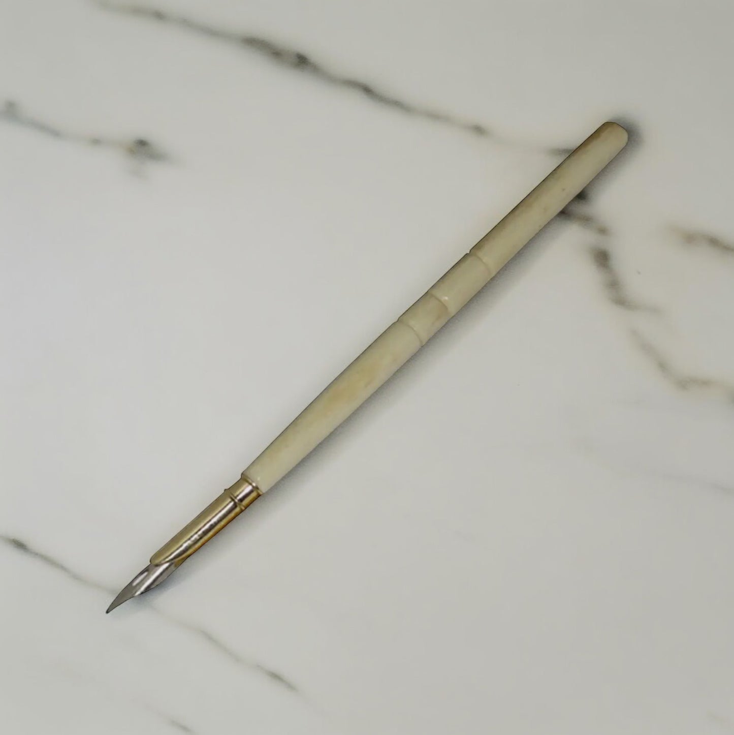 Brass Pen Holder and Bone Nib Pen