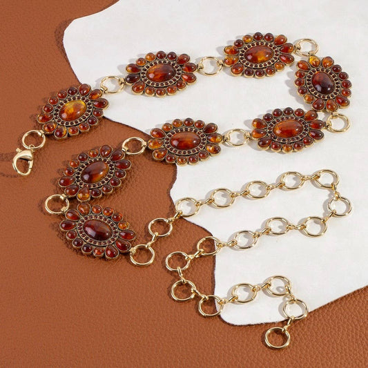 Western Concho Gem Chain Belt