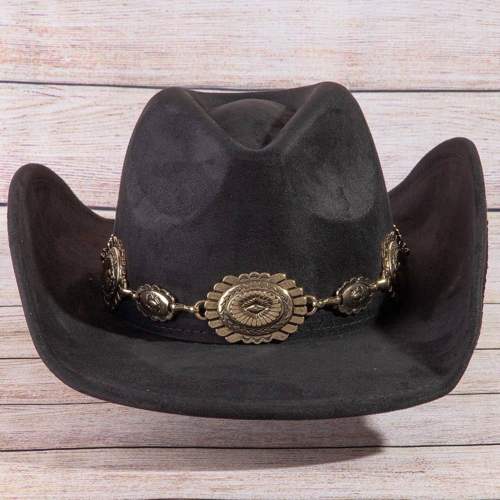 Western Concho Cowboy Hat - Gray Black