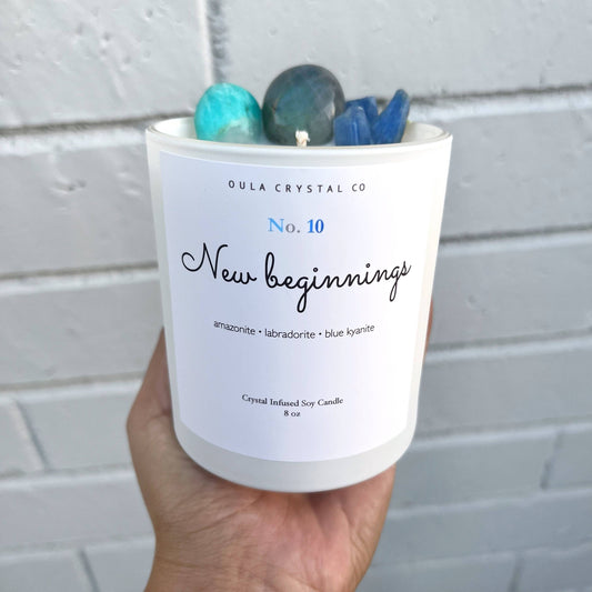 New Beginnings Crystal Infused Candle