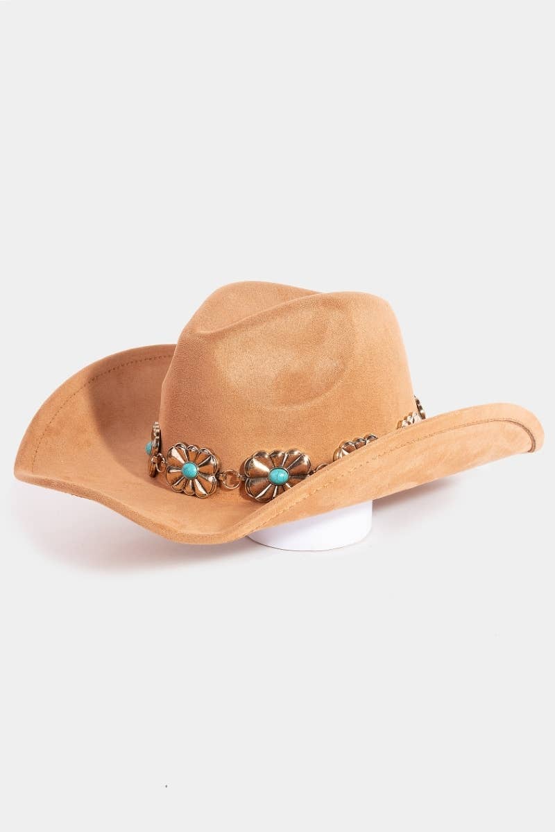 Turquoise Stud Chain Cowboy Hat