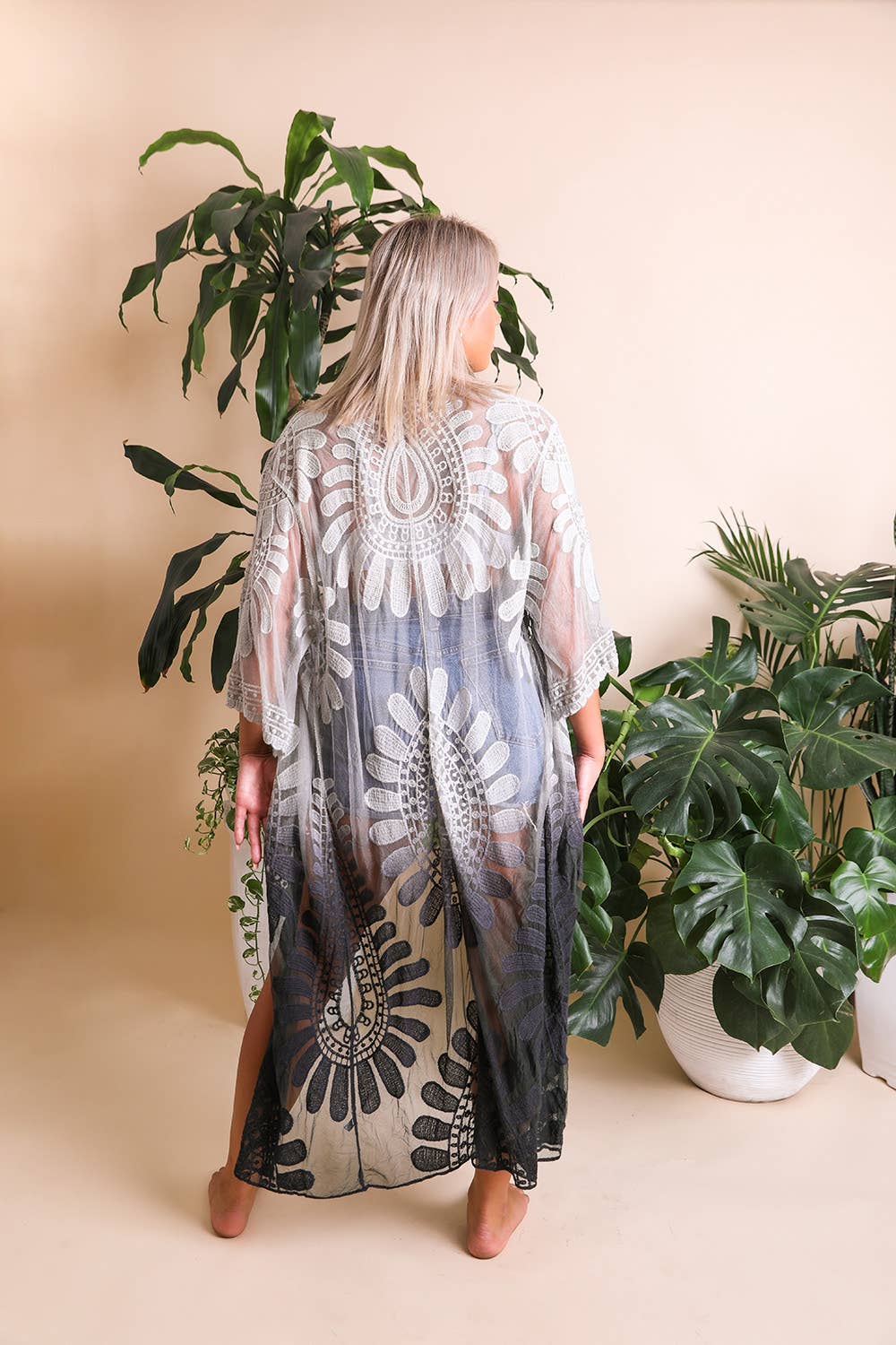 Ombre Lace Kimono Cardigan