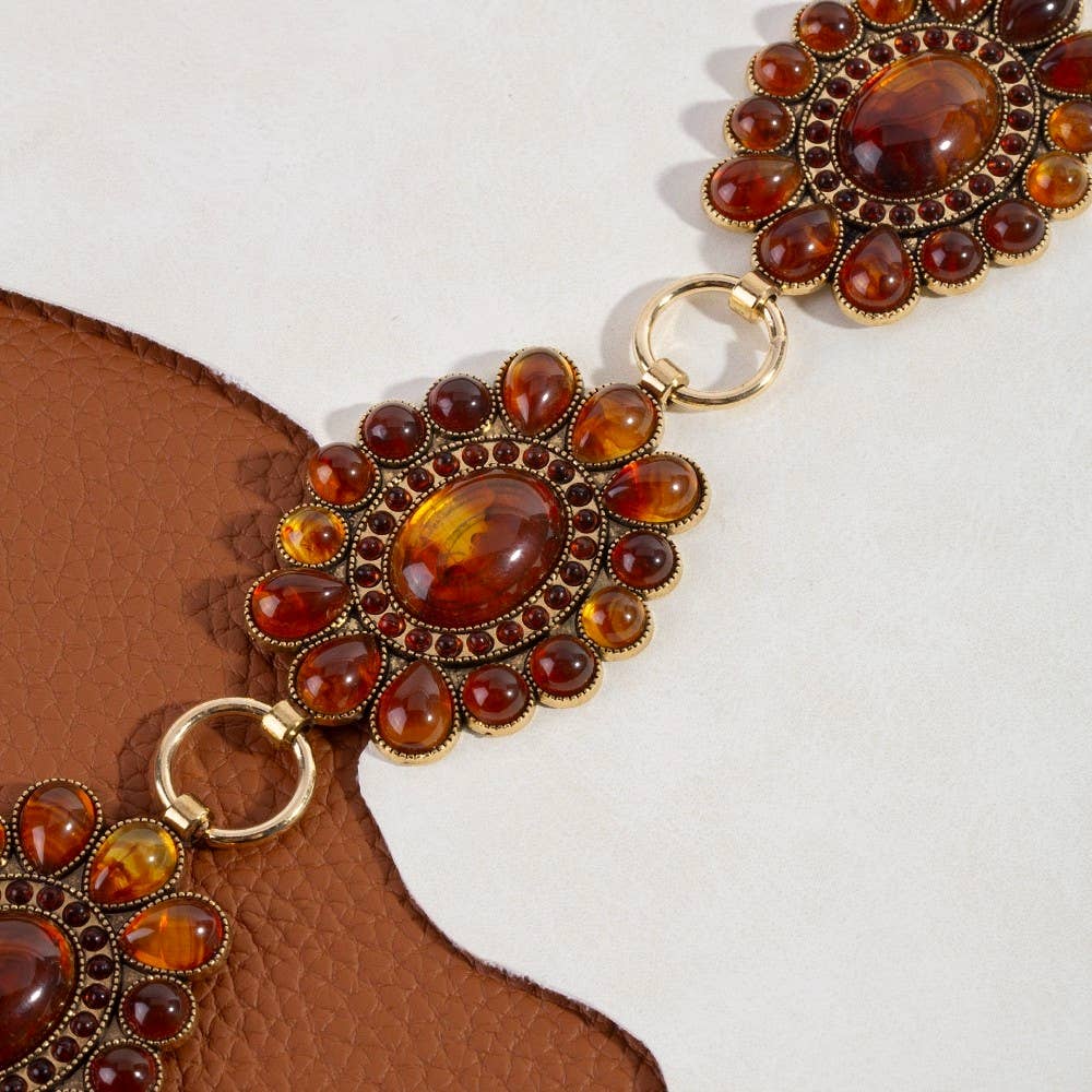 Western Concho Gem Chain Belt