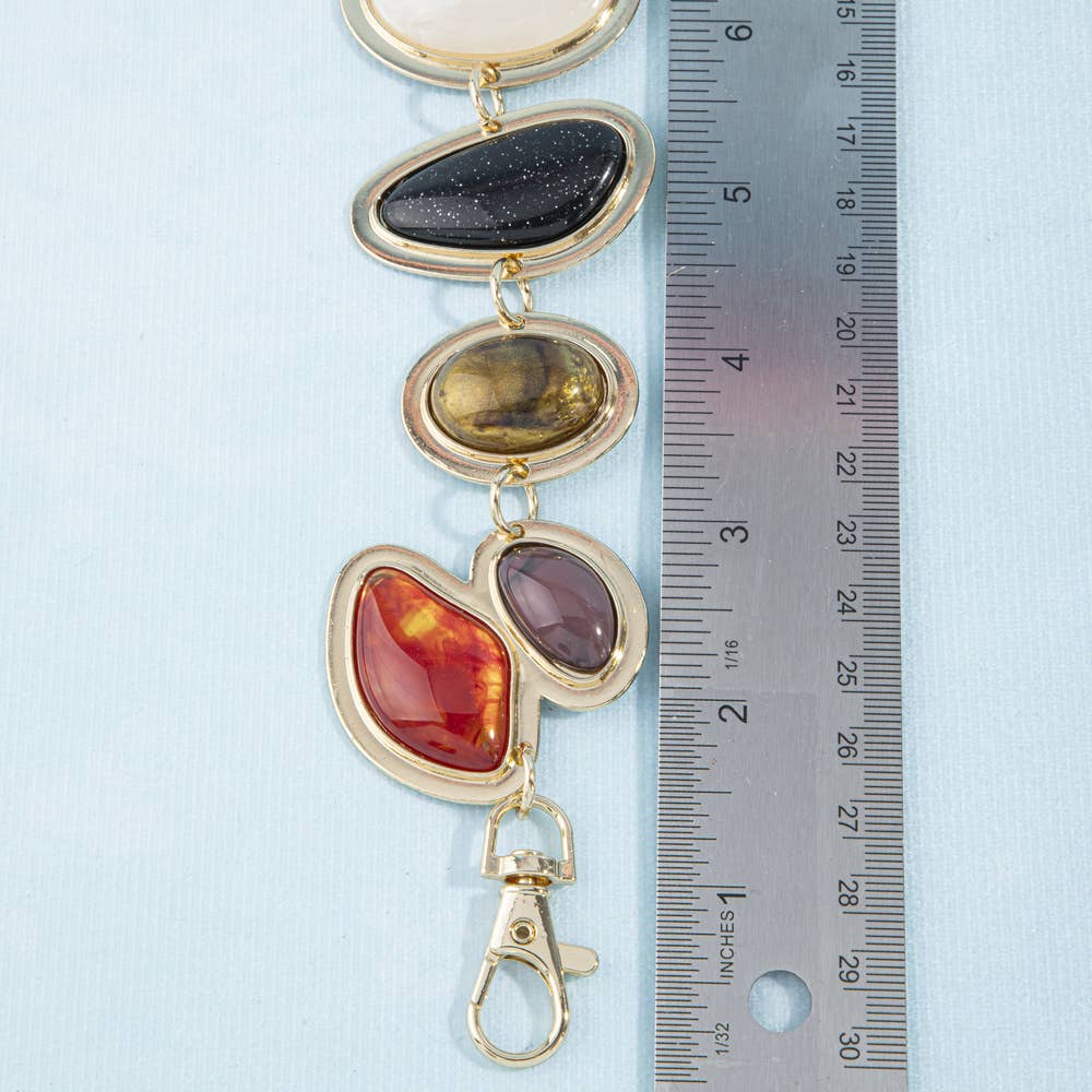 Multi Stone Cabochon Link Chain Belt