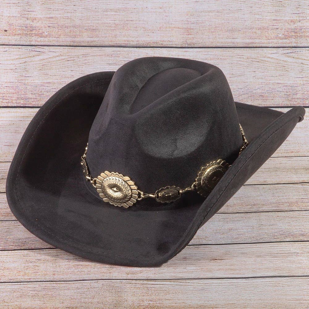Western Concho Cowboy Hat - Gray Black