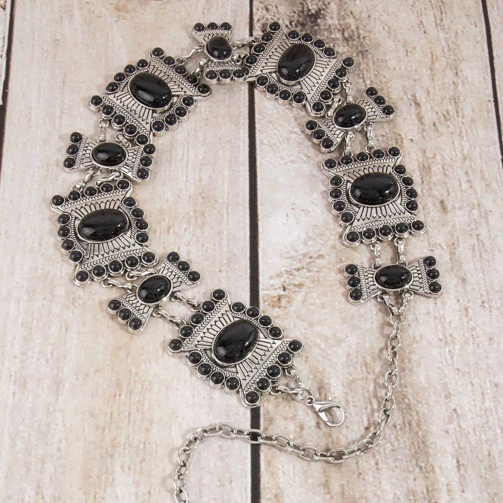 Stone Geometric Concho Chain Belt