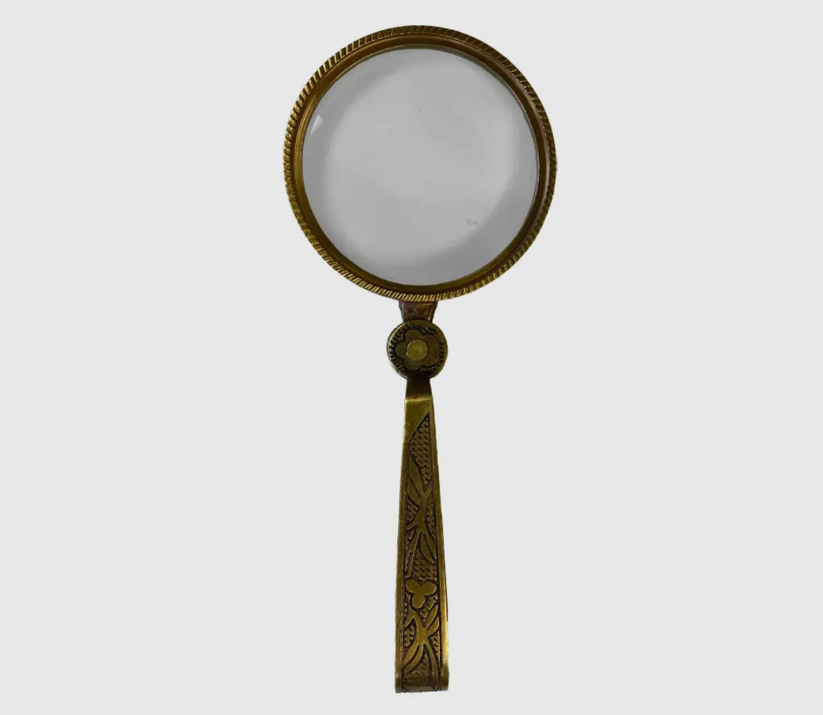 Antiqued Brass Magnifying Glass with Folding Handle